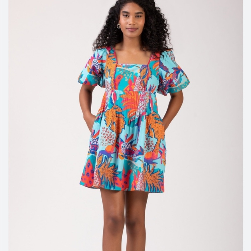 Celina Moon puff sleeve mini dress